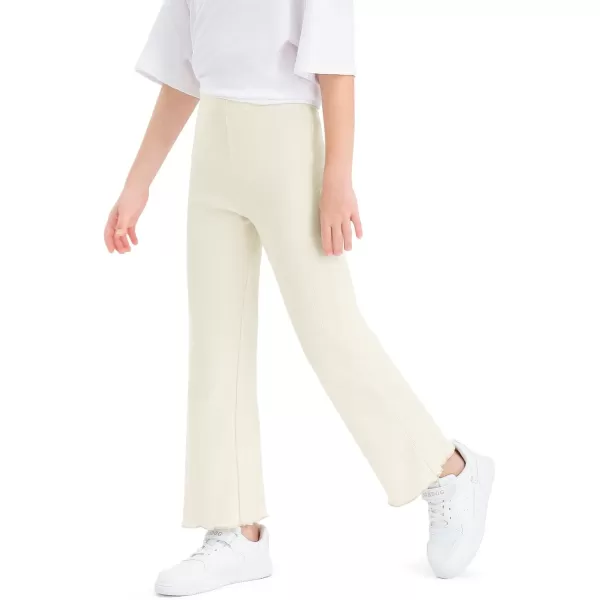 Haloumoning Girls Bell Bottom Stretchy Knit Pants Summer Flare Ribbed Bootcut Leggings 5-14 Years