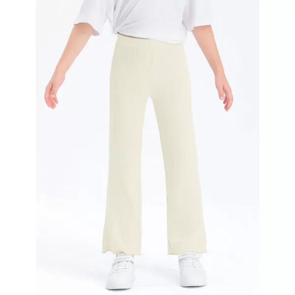 Haloumoning Girls Bell Bottom Stretchy Knit Pants Summer Flare Ribbed Bootcut Leggings 5-14 Years