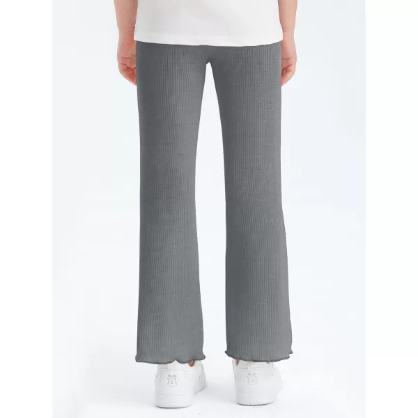 Haloumoning Girls Bell Bottom Stretchy Knit Pants Summer Flare Ribbed Bootcut Leggings 5-14 Years