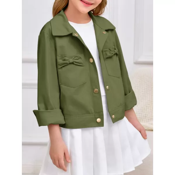 Haloumoning Girls Button Down Crop Jackets Kids Fashion Lapel Outerwear Clothes with Chest Pockets 3-12 Years