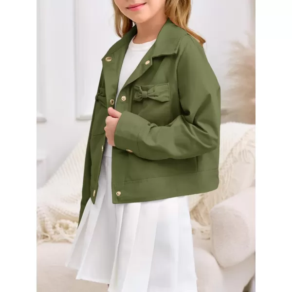 Haloumoning Girls Button Down Crop Jackets Kids Fashion Lapel Outerwear Clothes with Chest Pockets 3-12 Years