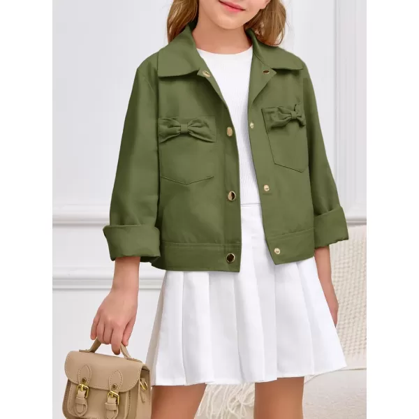 Haloumoning Girls Button Down Crop Jackets Kids Fashion Lapel Outerwear Clothes with Chest Pockets 3-12 Years