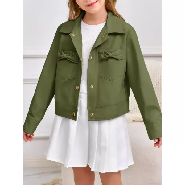 Haloumoning Girls Button Down Crop Jackets Kids Fashion Lapel Outerwear Clothes with Chest Pockets 3-12 Years