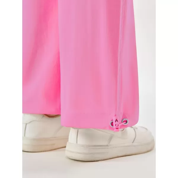 Haloumoning Girls Cargo Pants High Waist Parachute Pants Wide Leg Kids Joggers with Pockets 5-14 Years