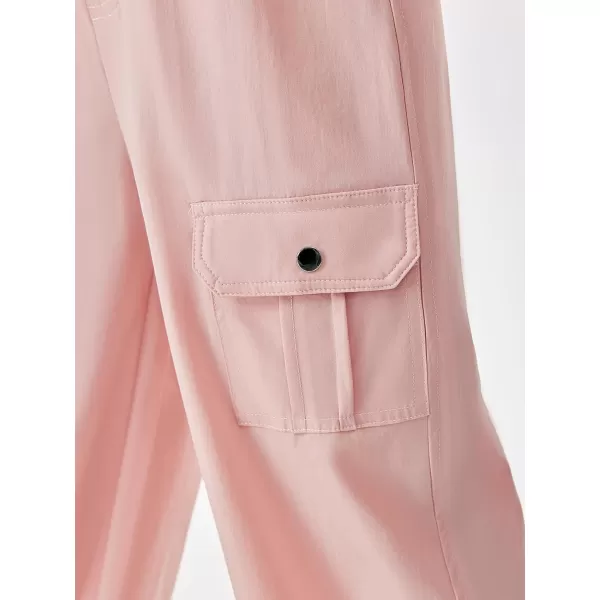 Haloumoning Girls Cargo Pants High Waist Parachute Pants Wide Leg Kids Joggers with Pockets 5-14 Years