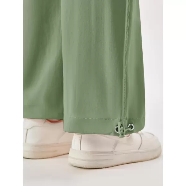 Haloumoning Girls Cargo Pants High Waist Parachute Pants Wide Leg Kids Joggers with Pockets 5-14 Years