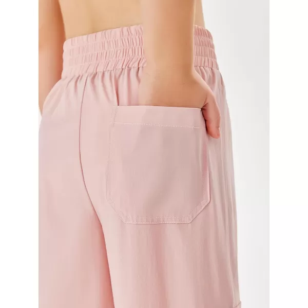 Haloumoning Girls Cargo Pants High Waist Parachute Pants Wide Leg Kids Joggers with Pockets 5-14 Years