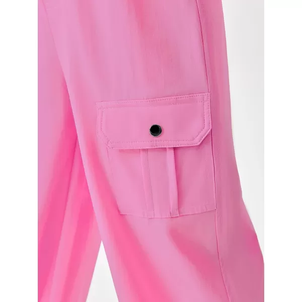 Haloumoning Girls Cargo Pants High Waist Parachute Pants Wide Leg Kids Joggers with Pockets 5-14 Years