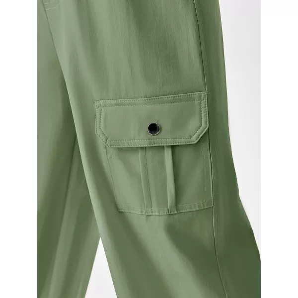 Haloumoning Girls Cargo Pants High Waist Parachute Pants Wide Leg Kids Joggers with Pockets 5-14 Years