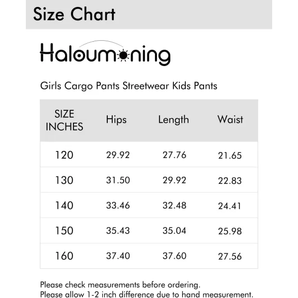 Haloumoning Girls Cargo Pants Streetwear Kids Pants Trendy Jogger Trousers with Pockets 5-14 Years