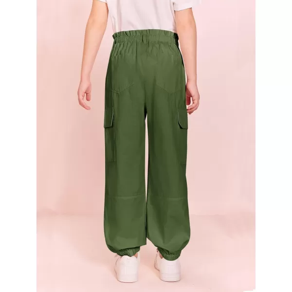 Haloumoning Girls Cargo Pants Streetwear Kids Pants Trendy Jogger Trousers with Pockets 5-14 Years