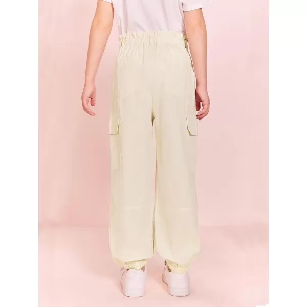 Haloumoning Girls Cargo Pants Streetwear Kids Pants Trendy Jogger Trousers with Pockets 5-14 Years