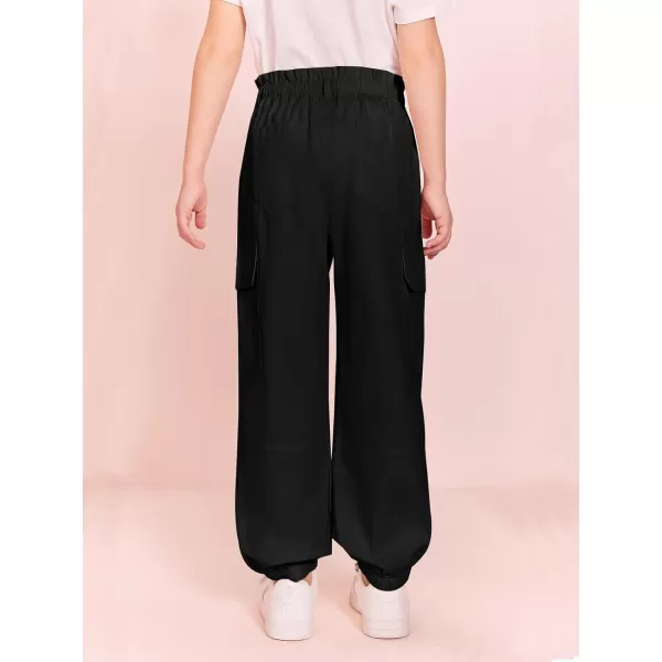 Haloumoning Girls Cargo Pants Streetwear Kids Pants Trendy Jogger Trousers with Pockets 5-14 Years
