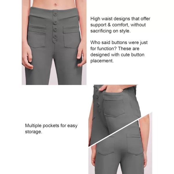 Haloumoning Girl's Flare Pants Kids High Waisted Button Multiple Pockets Yoga Bootcut Pants Full Length Bell Bottoms