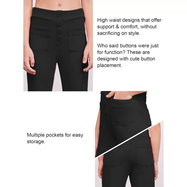 Haloumoning Girl's Flare Pants Kids High Waisted Button Multiple Pockets Yoga Bootcut Pants Full Length Bell Bottoms