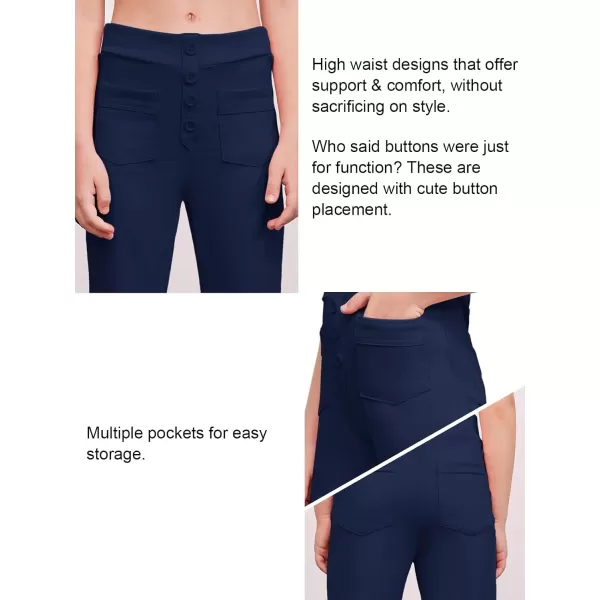 Haloumoning Girl's Flare Pants Kids High Waisted Button Multiple Pockets Yoga Bootcut Pants Full Length Bell Bottoms