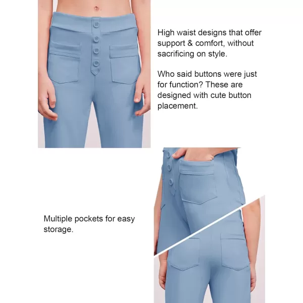Haloumoning Girl's Flare Pants Kids High Waisted Button Multiple Pockets Yoga Bootcut Pants Full Length Bell Bottoms