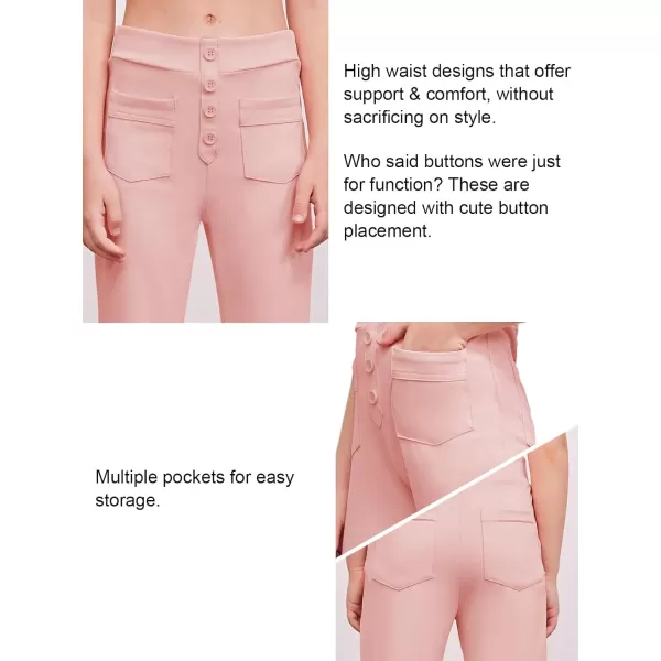 Haloumoning Girl's Flare Pants Kids High Waisted Button Multiple Pockets Yoga Bootcut Pants Full Length Bell Bottoms