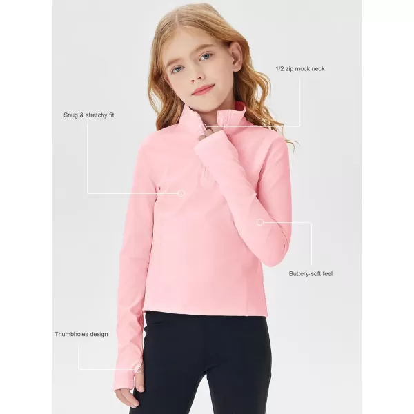Haloumoning Girls Half Zip Pullover Sweatshirt Long Sleeve Workout Shirts Mock Neck Athletic Cropped Tops