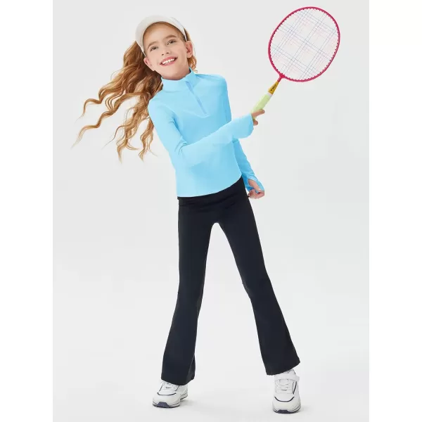 Haloumoning Girls Half Zip Pullover Sweatshirt Long Sleeve Workout Shirts Mock Neck Athletic Cropped Tops