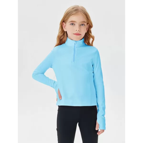 Haloumoning Girls Half Zip Pullover Sweatshirt Long Sleeve Workout Shirts Mock Neck Athletic Cropped Tops