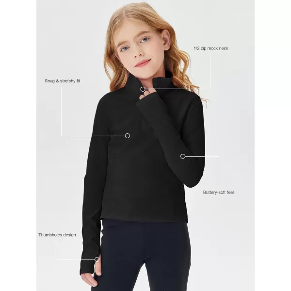 Haloumoning Girls Half Zip Pullover Sweatshirt Long Sleeve Workout Shirts Mock Neck Athletic Cropped Tops