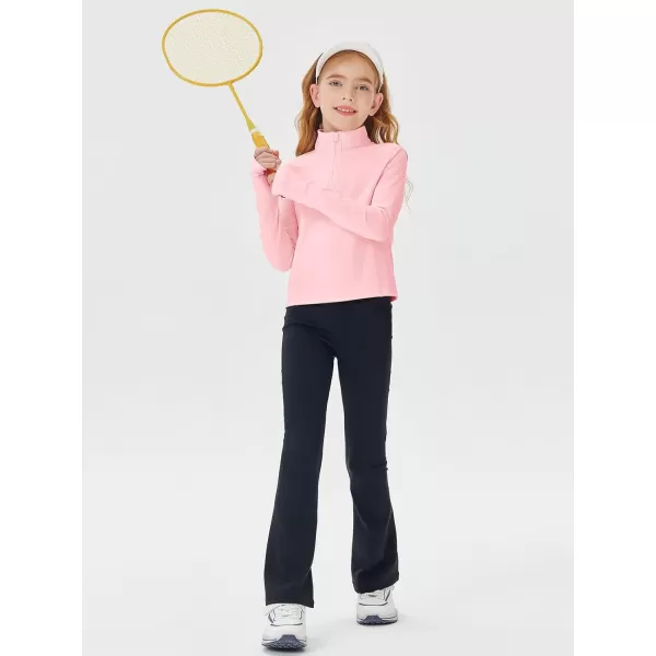 Haloumoning Girls Half Zip Pullover Sweatshirt Long Sleeve Workout Shirts Mock Neck Athletic Cropped Tops