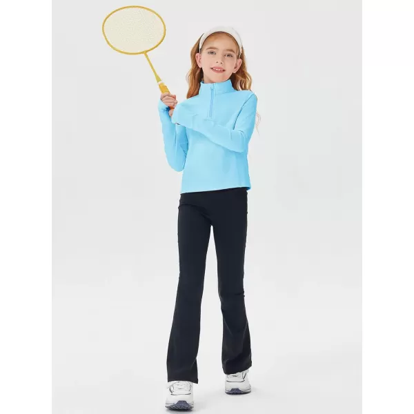 Haloumoning Girls Half Zip Pullover Sweatshirt Long Sleeve Workout Shirts Mock Neck Athletic Cropped Tops