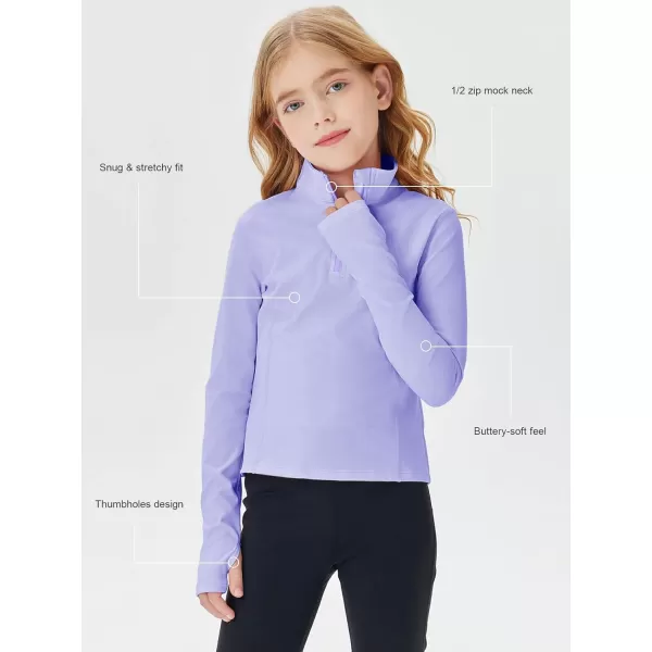 Haloumoning Girls Half Zip Pullover Sweatshirt Long Sleeve Workout Shirts Mock Neck Athletic Cropped Tops