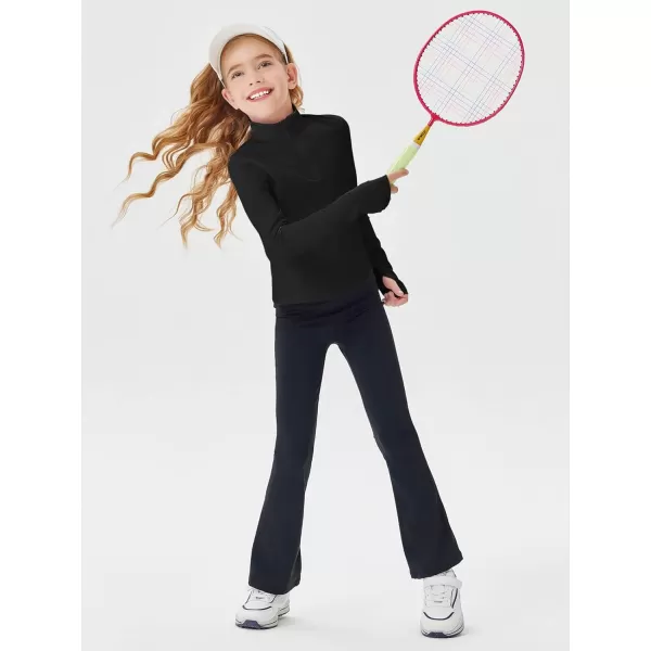 Haloumoning Girls Half Zip Pullover Sweatshirt Long Sleeve Workout Shirts Mock Neck Athletic Cropped Tops