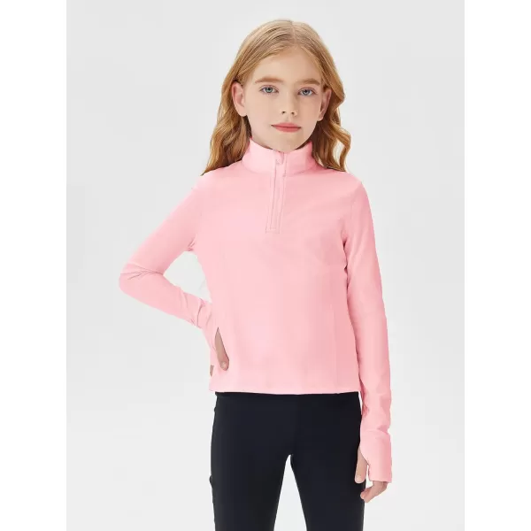 Haloumoning Girls Half Zip Pullover Sweatshirt Long Sleeve Workout Shirts Mock Neck Athletic Cropped Tops