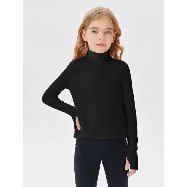 Haloumoning Girls Half Zip Pullover Sweatshirt Long Sleeve Workout Shirts Mock Neck Athletic Cropped Tops