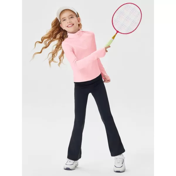 Haloumoning Girls Half Zip Pullover Sweatshirt Long Sleeve Workout Shirts Mock Neck Athletic Cropped Tops