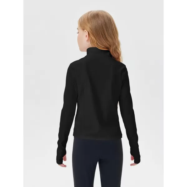 Haloumoning Girls Half Zip Pullover Sweatshirt Long Sleeve Workout Shirts Mock Neck Athletic Cropped Tops