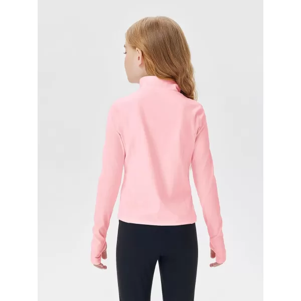 Haloumoning Girls Half Zip Pullover Sweatshirt Long Sleeve Workout Shirts Mock Neck Athletic Cropped Tops