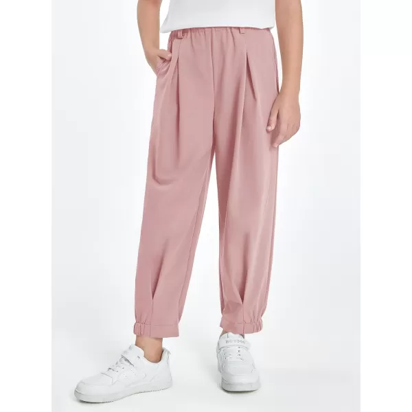 Haloumoning Girls High Waisted Pants Casual Loose Joggers Lounge Trousers with Pockets