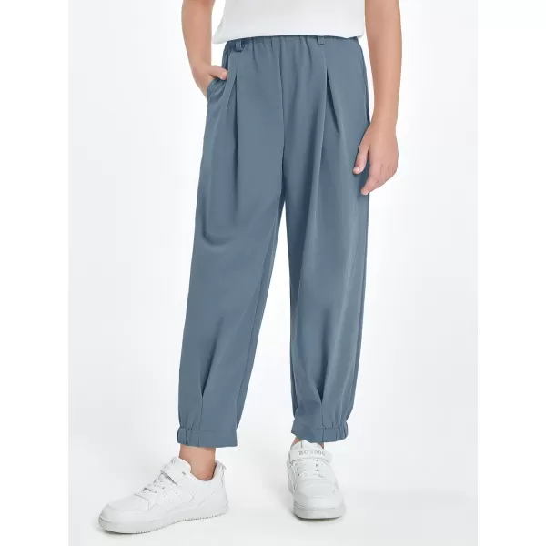 Haloumoning Girls High Waisted Pants Casual Loose Joggers Lounge Trousers with Pockets