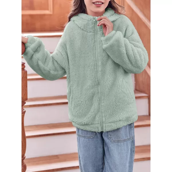 Haloumoning Girls' Outerwear Jackets Kids Soft Fleece Zip up Hoodie with Pockets 5-14 years