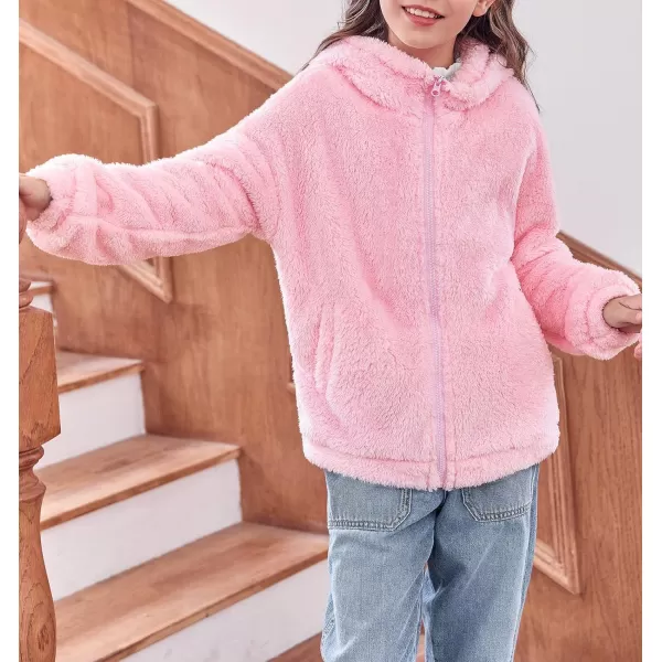 Haloumoning Girls' Outerwear Jackets Kids Soft Fleece Zip up Hoodie with Pockets 5-14 years