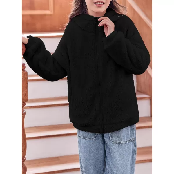Haloumoning Girls' Outerwear Jackets Kids Soft Fleece Zip up Hoodie with Pockets 5-14 years