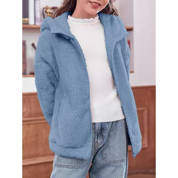 Haloumoning Girls' Outerwear Jackets Kids Soft Fleece Zip up Hoodie with Pockets 5-14 years