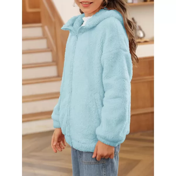 Haloumoning Girls' Outerwear Jackets Kids Soft Fleece Zip up Hoodie with Pockets 5-14 years