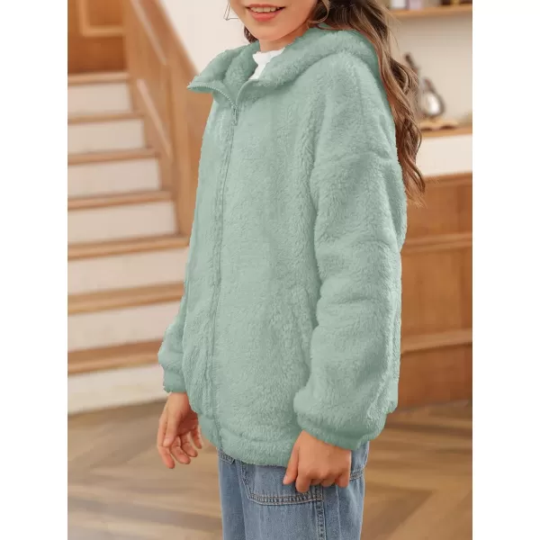 Haloumoning Girls' Outerwear Jackets Kids Soft Fleece Zip up Hoodie with Pockets 5-14 years