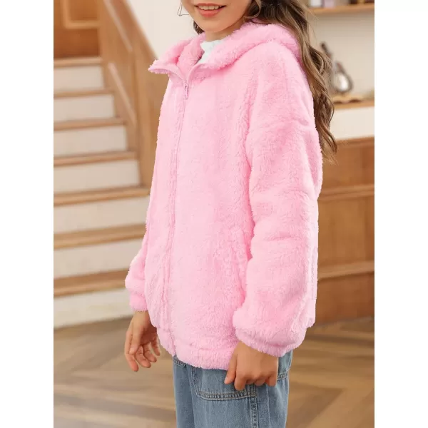 Haloumoning Girls' Outerwear Jackets Kids Soft Fleece Zip up Hoodie with Pockets 5-14 years