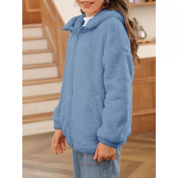 Haloumoning Girls' Outerwear Jackets Kids Soft Fleece Zip up Hoodie with Pockets 5-14 years