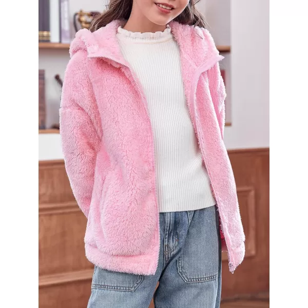Haloumoning Girls' Outerwear Jackets Kids Soft Fleece Zip up Hoodie with Pockets 5-14 years