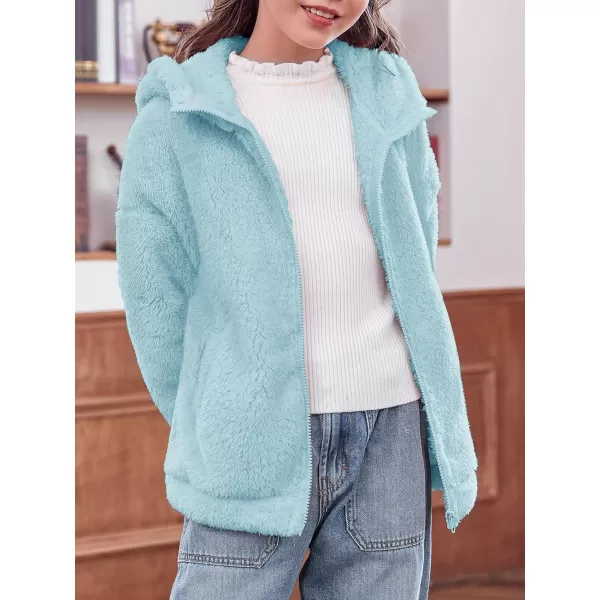 Haloumoning Girls' Outerwear Jackets Kids Soft Fleece Zip up Hoodie with Pockets 5-14 years