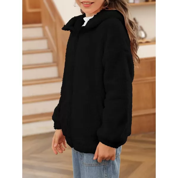 Haloumoning Girls' Outerwear Jackets Kids Soft Fleece Zip up Hoodie with Pockets 5-14 years