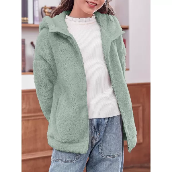 Haloumoning Girls' Outerwear Jackets Kids Soft Fleece Zip up Hoodie with Pockets 5-14 years