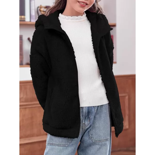 Haloumoning Girls' Outerwear Jackets Kids Soft Fleece Zip up Hoodie with Pockets 5-14 years